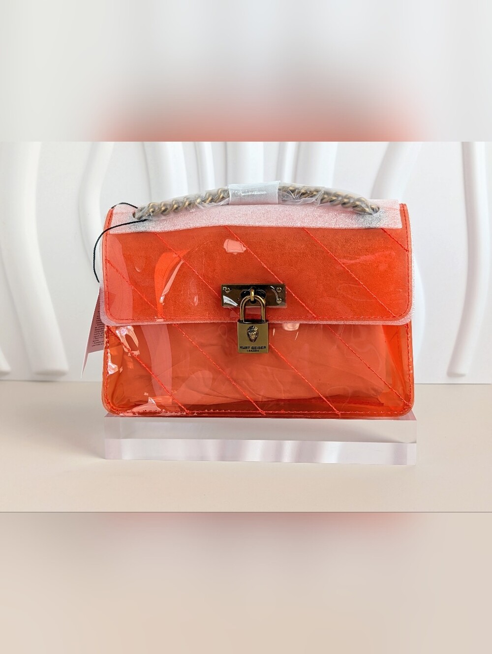 NWT Kurt Geiger London Mini Brixton Vinyl Crossbody Orange Stadium Bag Sold Out